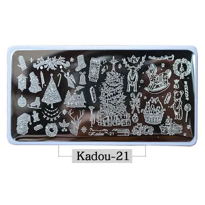 Штамповочные пластины для ногтей KADOU(1-22) Зимний Рождественский мультяшный 3D шаблон для дизайна ногтей с белый пэд для рождественского Штамповки Подарок - Цвет: 21