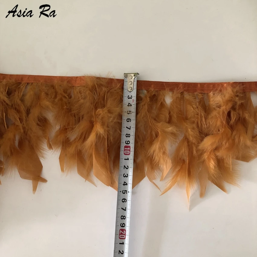 Оптовая продажа 10 метров окрашенная светло коричневая юбка с бахромой из перьев