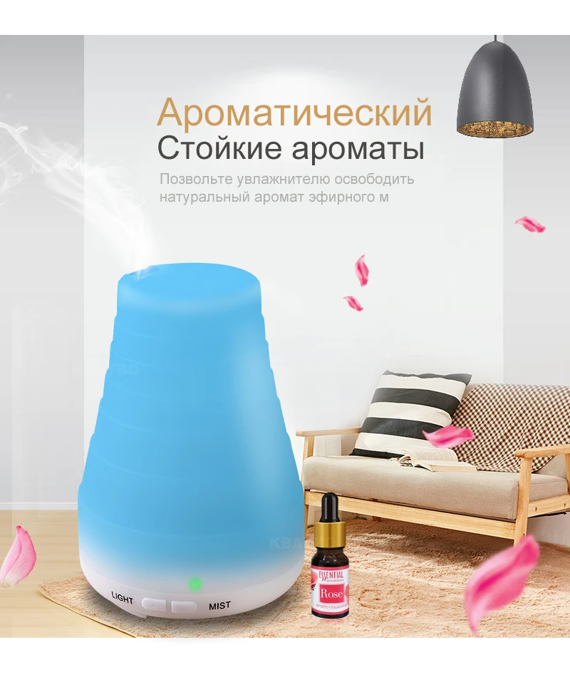 Диффузор эфирного масла, 100 мл, арома, эфирное масло, холодный туман, увлажнитель воздуха, 7 цветов, светодиодный, меняющий свет для дома, офиса, ребенка