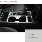 Для Ford Kuga 2017 2018 2019 Автомобильная внутренняя отделка ABS Серебристая центральная консоль средняя Передняя сменная чашка Шестерня подлокотник коробка рамка колпаки 1 шт