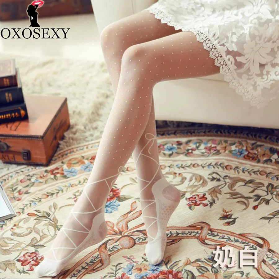 Хит продаж модные черно белые жаккардовые танцевальные сексуальные чулки для