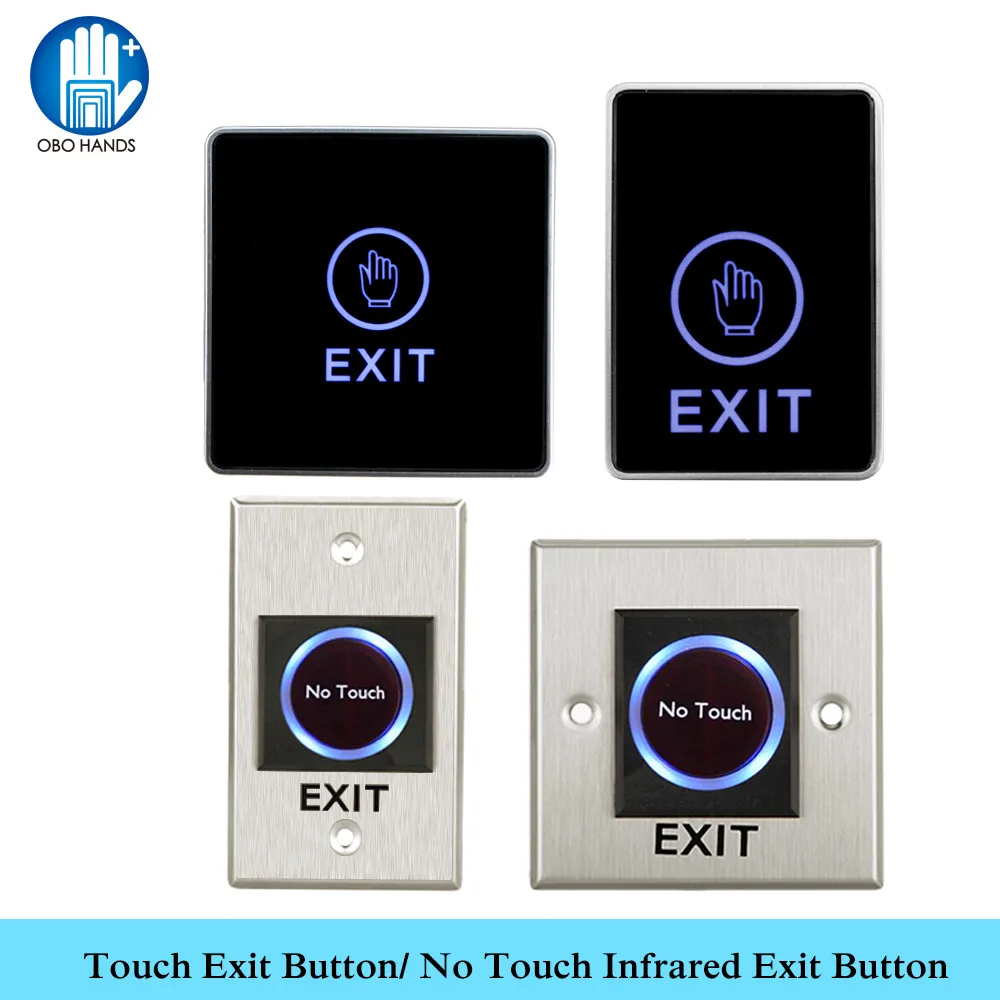 

OBO HANDS Touch Exit Button Infrared Sensor No Touch Push Switch Contactless Release for Home Door Access Control Lock System