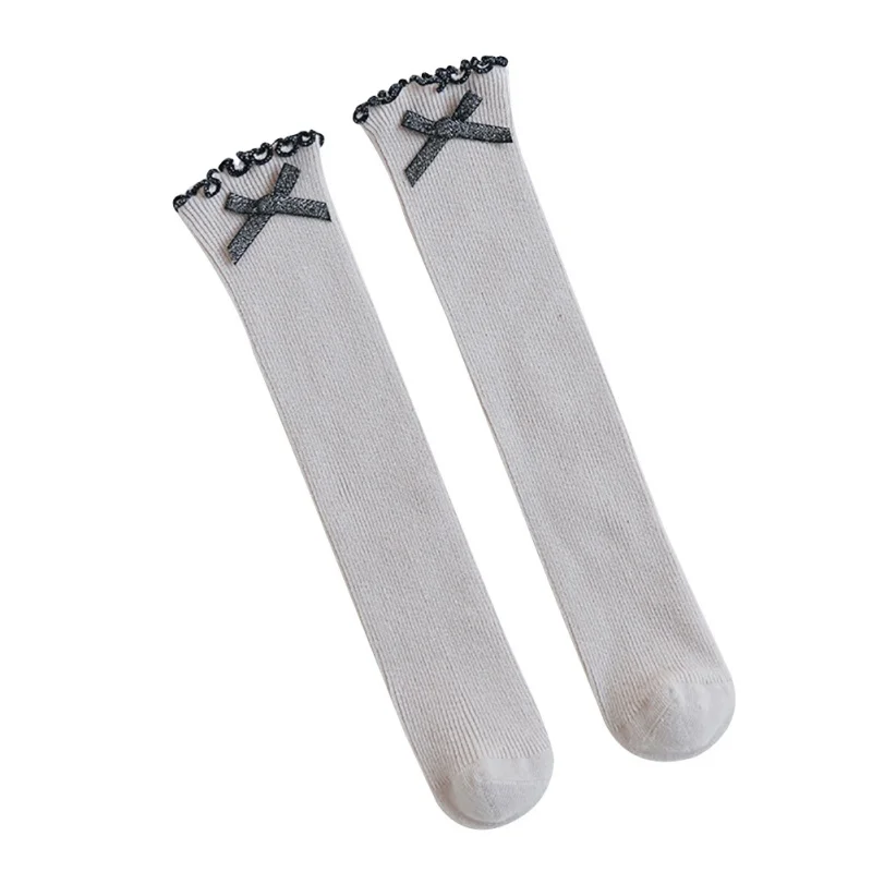 Детские повседневные носки милые для девочек хлопковые длинные с бантиком