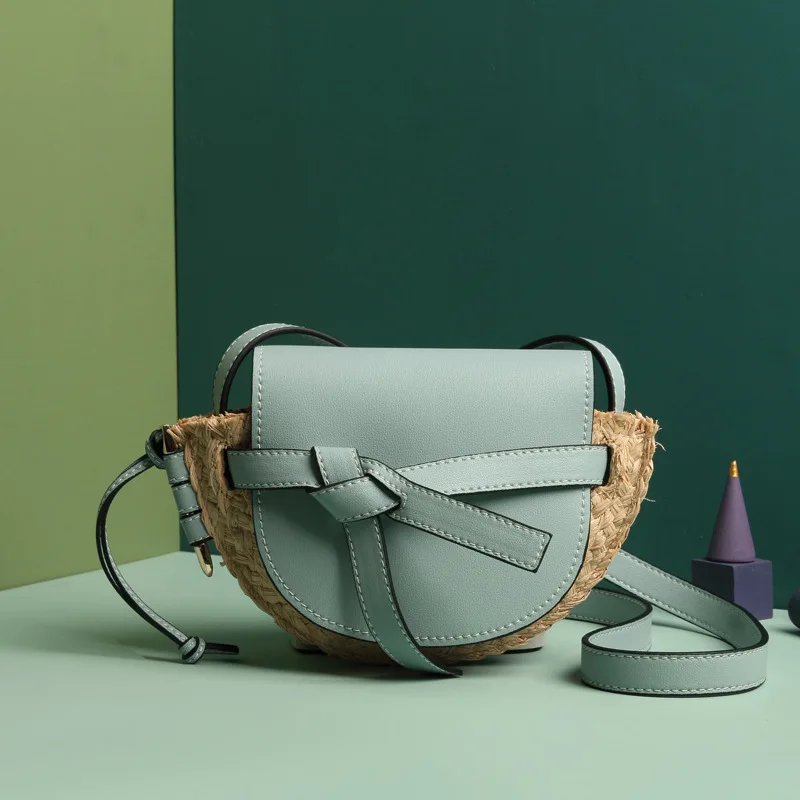 Летние модные женские туфли кожаная сумка сумочка Соломенная Сумка Tote Винтаж