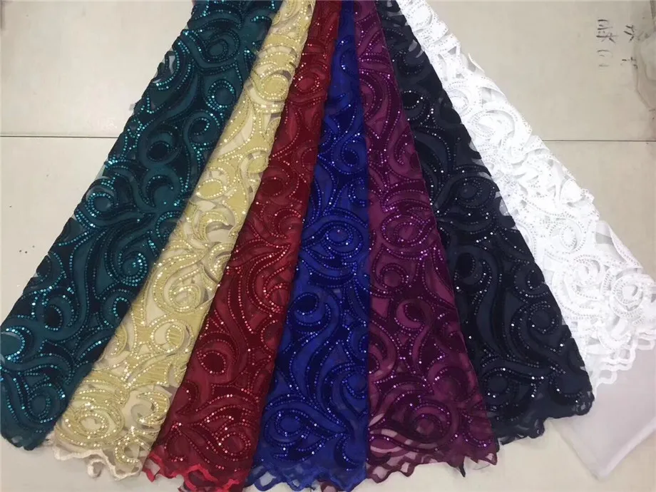 

2019 Latest Royal blue French net Laces with velvet fabric Fabrics High Quality Tulle African Laces Fabric Nigerian Wedding