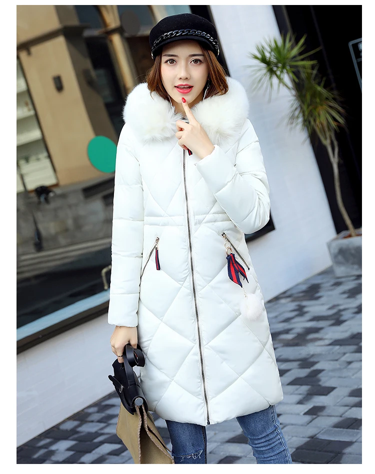 Новинка зимы толстая стеганая куртка Однотонная Одежда узкие женские пальто
