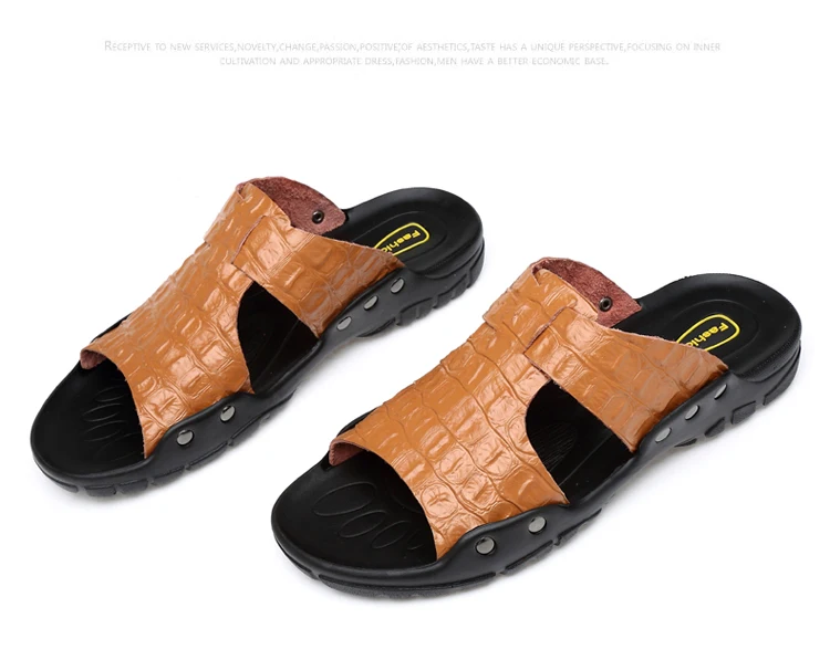 Летняя обувь Мужские тапочки большой Size38-50 кожаные сандалии модные мужские сандалии Повседневная кожаная обувь сандалии, шлепанцы