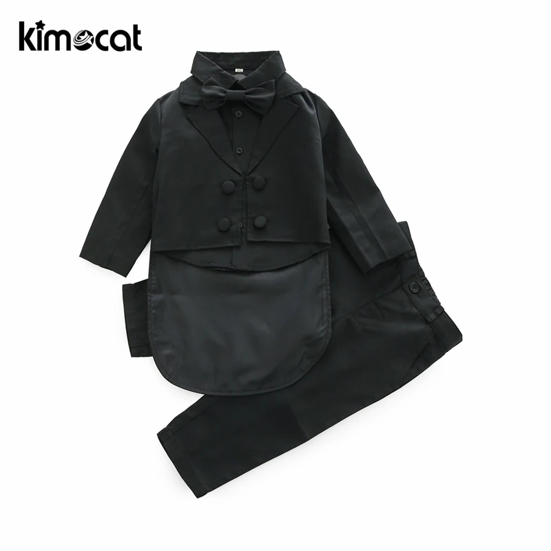 

Kimocat New Fashion Baby Boy Clothes Suit+Shirt+Pants Handsome Evening Dress Gentleman Boys Dress Suit Children Costume Tuxedo