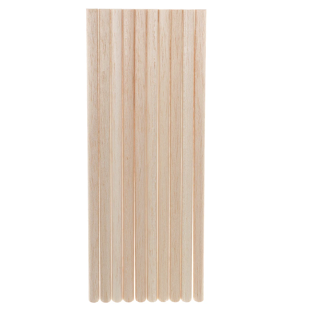 

10 Pieces Balsa Wood Unfinished Wood Craft Semi-circle Stick Dowel Rod - 11mm