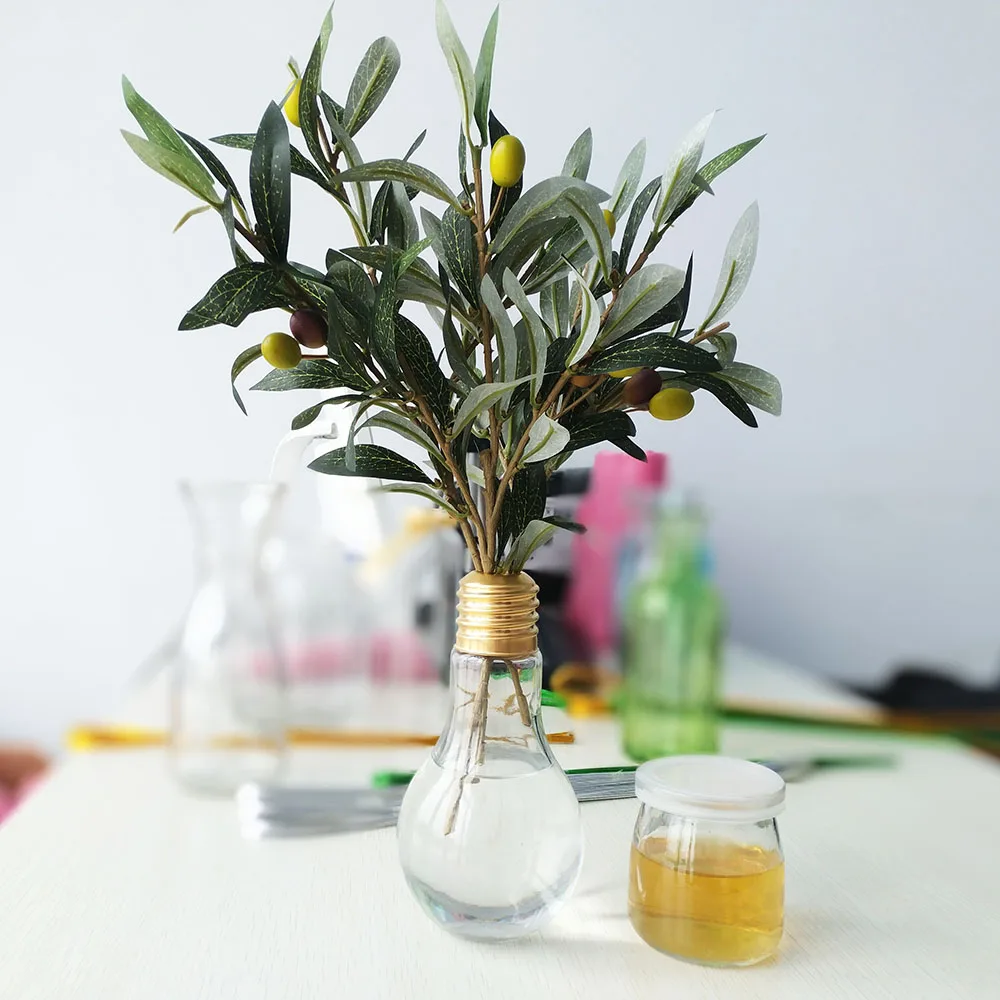 Искусственные оливковые ветки 36 см имитация растений зеленые листья домашняя