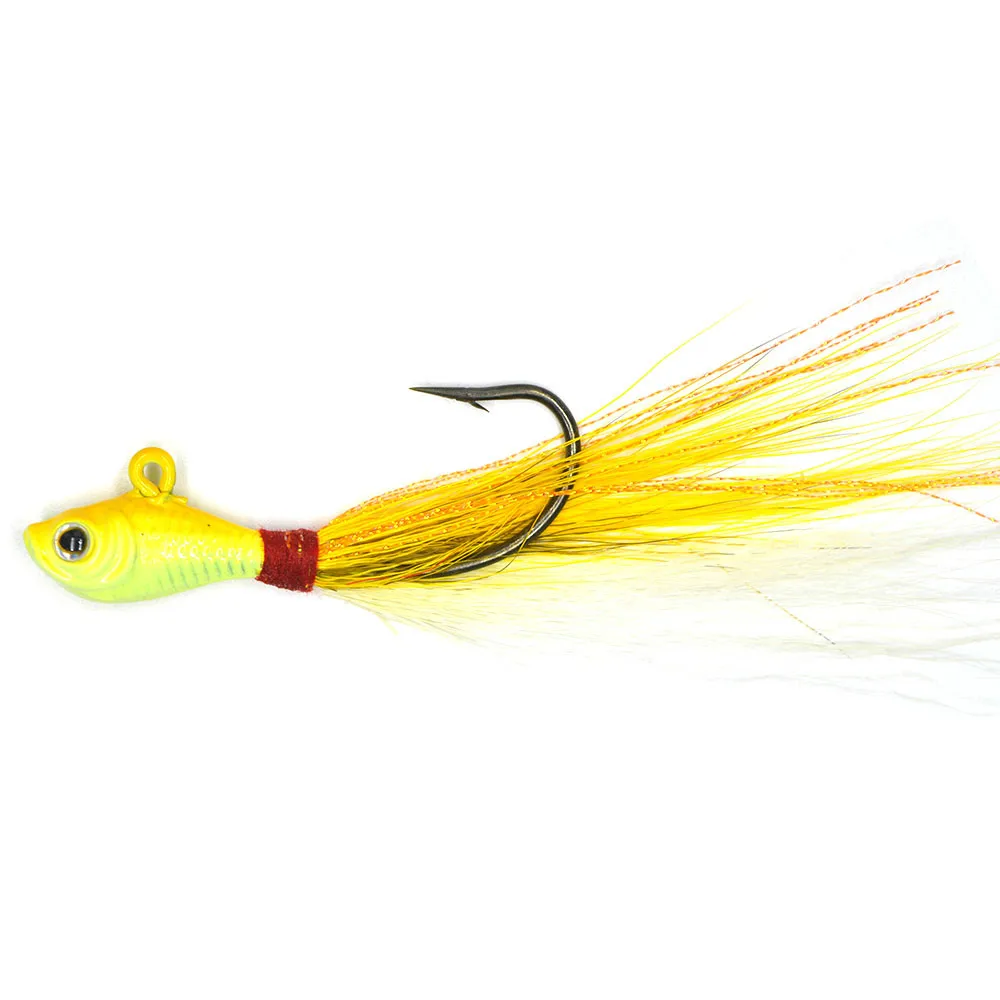 7 г 10 г 15 г 28 г 56 г 3D глаз Bucktail Джиг 6 цветов большая игра соленой воды свинцовая голова рыболовные приманки