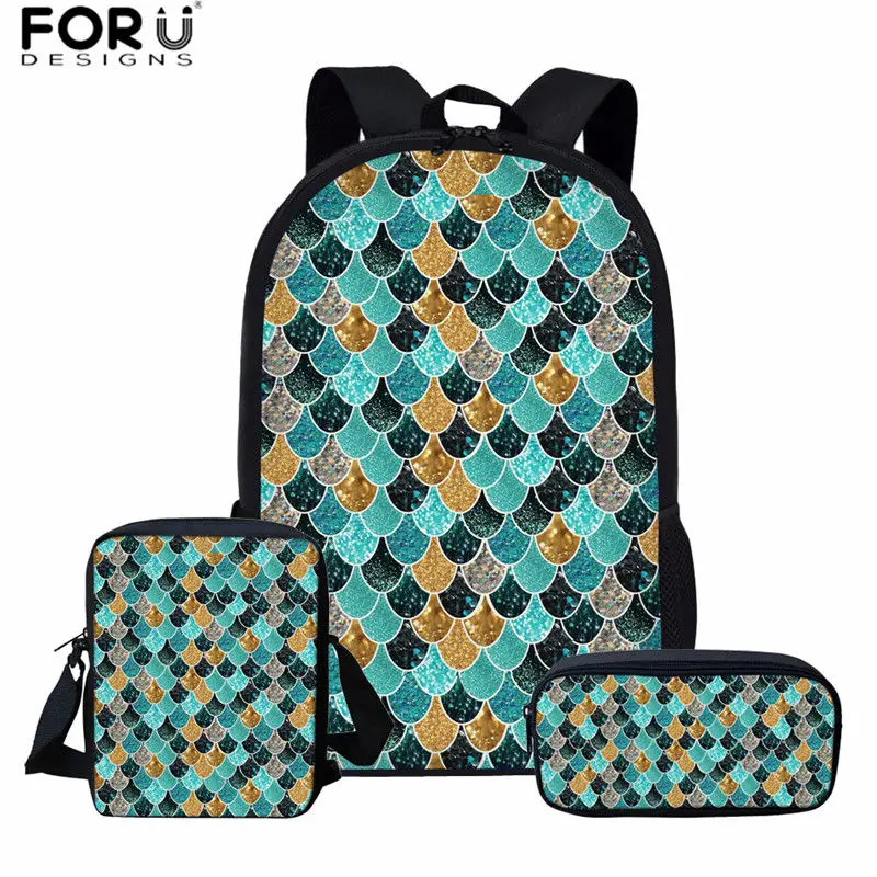 L3135CEK FORUDESIGNS/Модная школьная сумка с рисунком русалки для девочек-подростков; Уникальный Повседневный школьный рюкзак; Женская дорожная сумка через плечо; Mochila - Цвет: L3135CEK