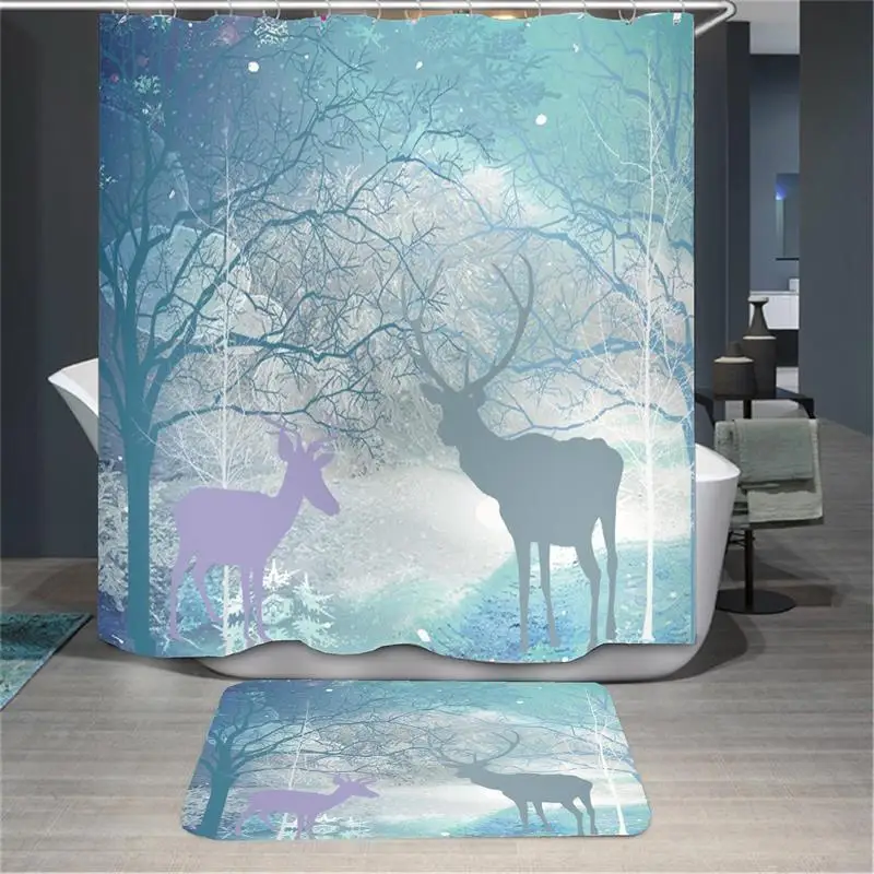 

flower deer shower curtain 3d new design waterproof curtains for bathroom shower curtain drop shipping