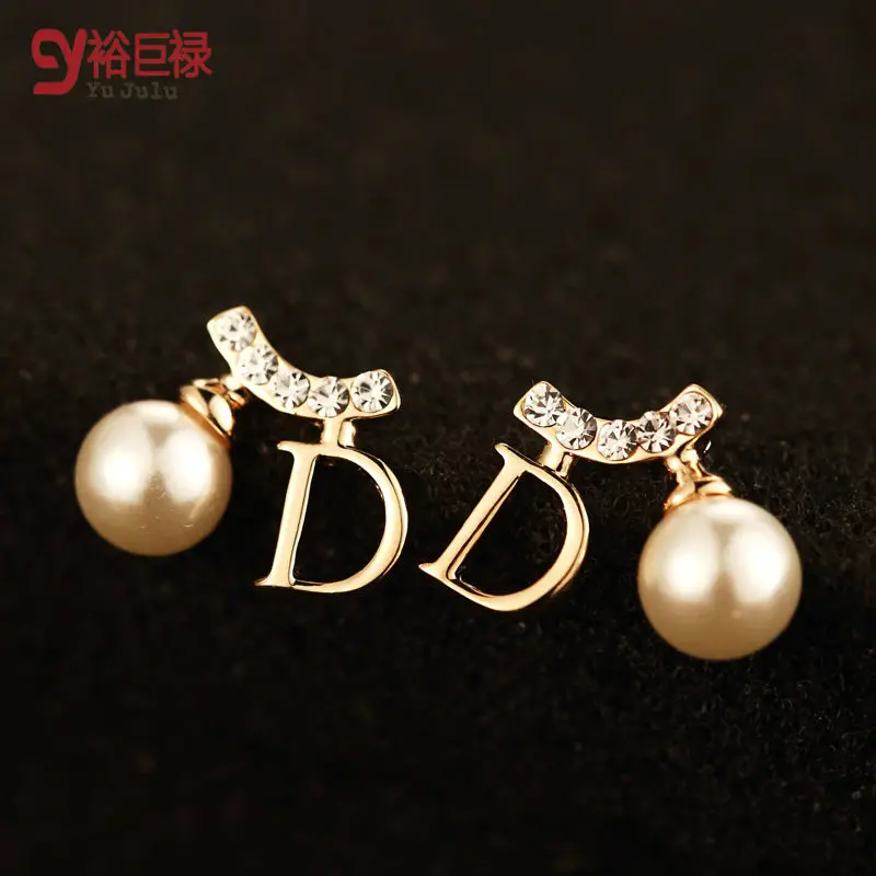 Новые роскошные брендовые D жемчужные серьги гвоздики для женщин модные