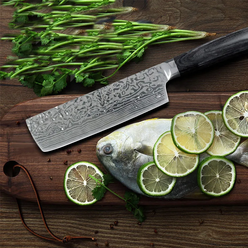 Кухонный нож 7 дюймов японский шеф повар мясницкий 7CR17 440C из высокоуглеродистой
