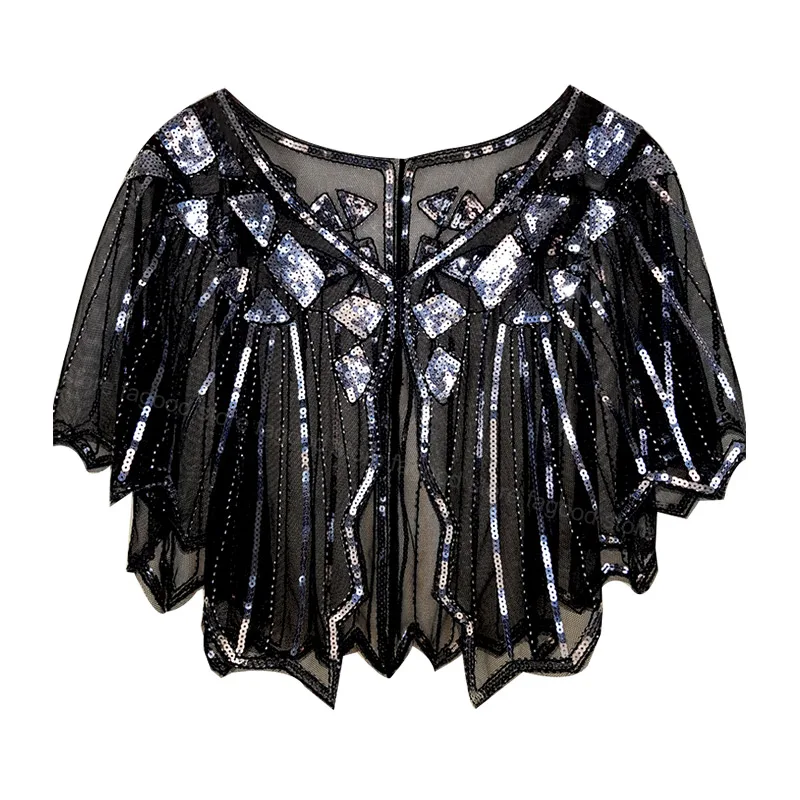 1920S женские блестящие бусины Украшенные вечерним ворсом элегантная накидка -