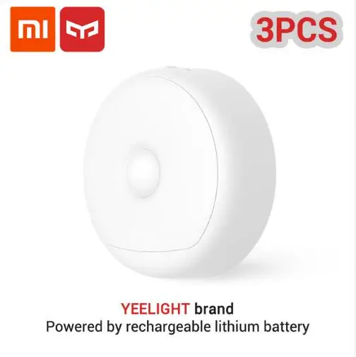 USB зарядка) Xiaomi Mijia Йи светильник светодиодный ночной Светильник Инфракрасный магнитный с Крючки пульта дистанционного управления движения тела Сенсор детская подвесной светильник 5/3/2/1 шт - Цвет: 3pcs