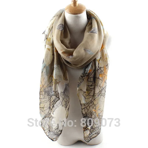 Женские шифоновые шарфы в этническом стиле из хлопковой пряжи вуаль лилия