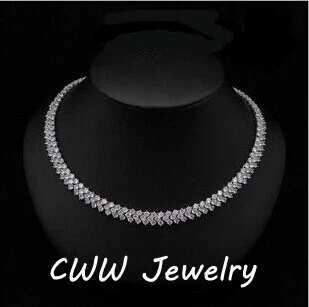 CWWZircons высокое качество Римский дизайн 234 шт Круглый Белый AAA+ кубический цирконий камни проложить звено цепи ожерелье CP007