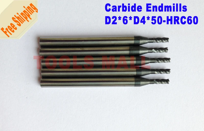 

5pcs D2mm Tungsten Carbide Square End mill 4 Flutes HRC60 Milling cutters CNC Spiral Router bits CNC tools