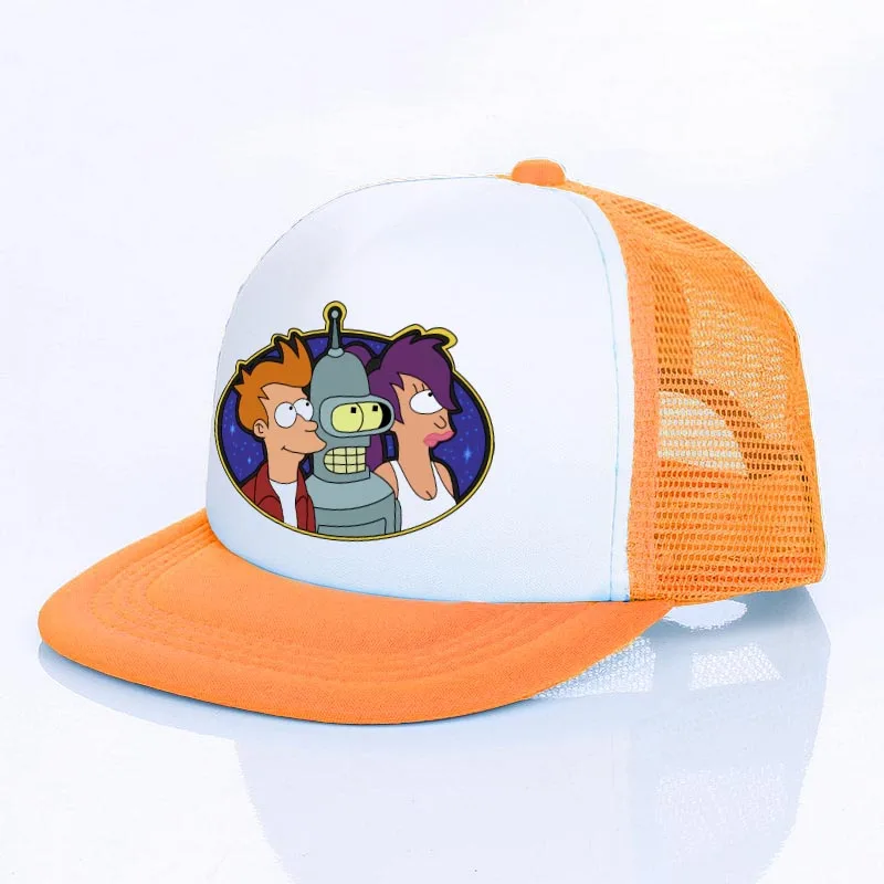 Planet Express Rocket Ship Outdorr Mesh Hat For Men Women Futurama Bender Meme Snapback Caps Combat Robot Trucker Cap YF107