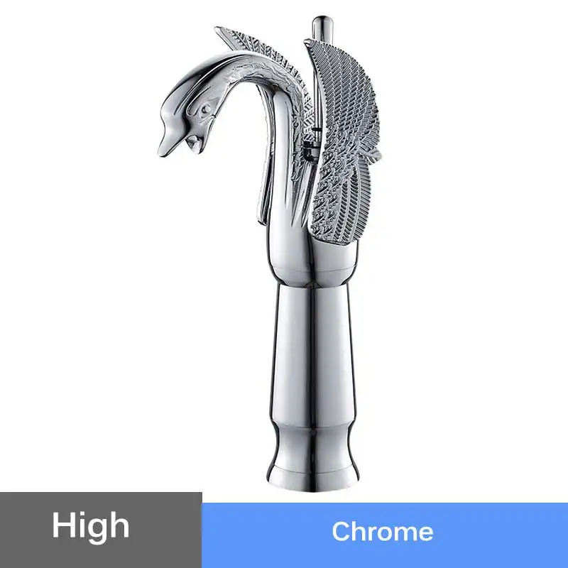 High Chrome Золотой Лебедь смеситель для раковины с одной ручкой столешница смеситель для ванной комнаты на бортике латунный кран для горячей и холодной воды хромированный смеситель - Цвет: High Chrome