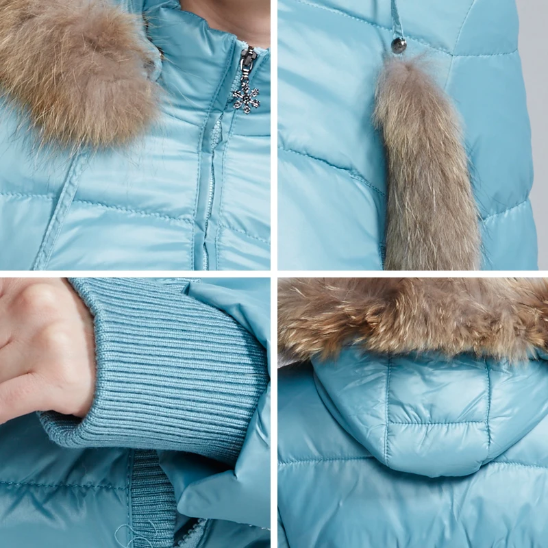 Snow Classic Зимняя Новая Коллекция пуховик зимний женский Молодежная парка с наполнителем из утиного пуха с капюшоном меха енота Куртка выского качества 9363