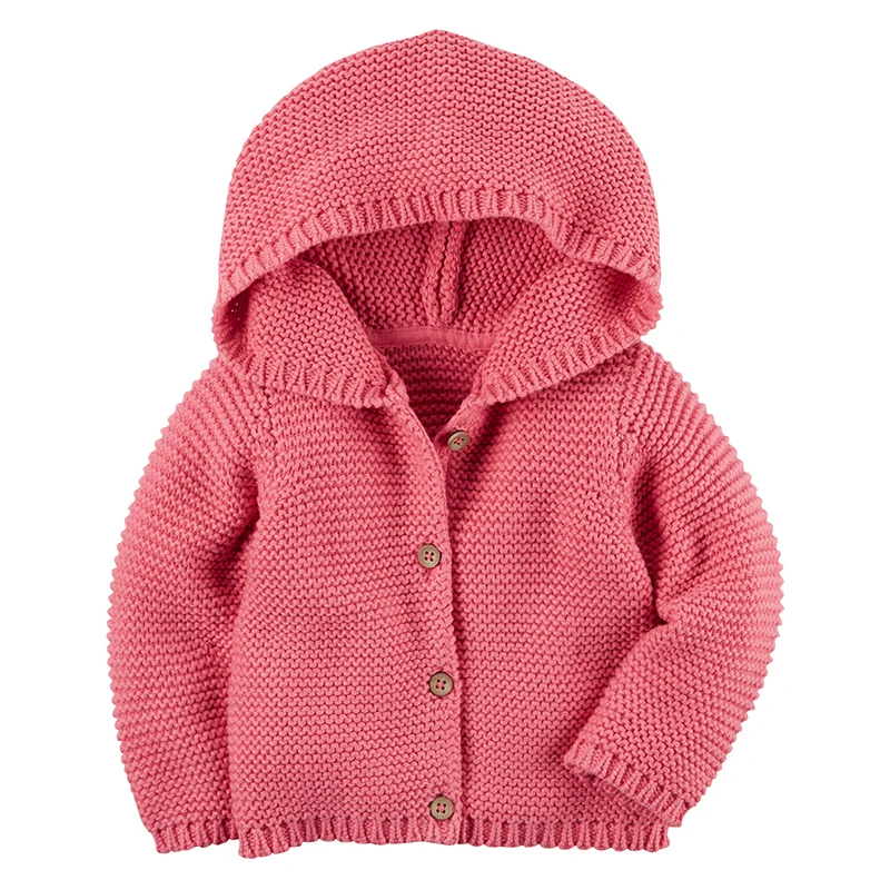 Свитер для маленьких девочек Детский кардиган с капюшоном из 100% хлопка весенние