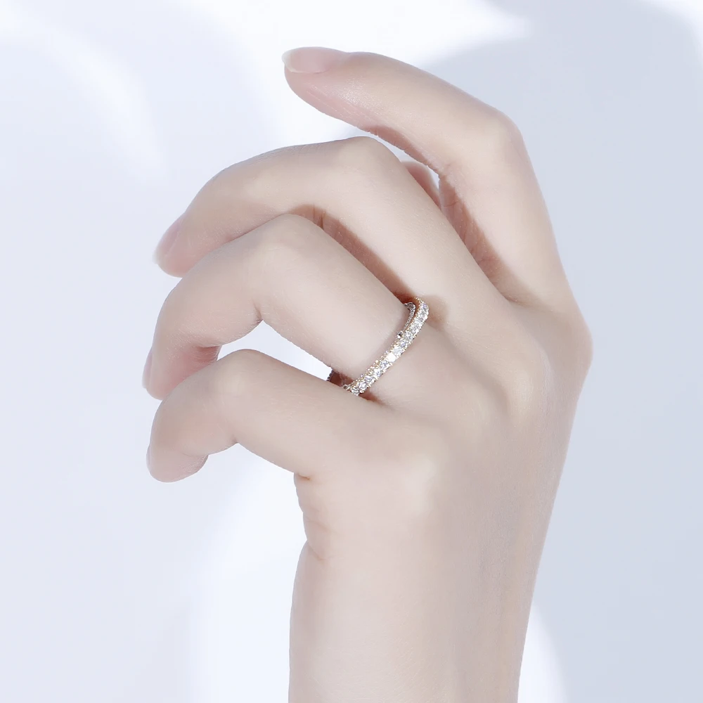 Трансвеститы 14 K белого и желтого золота Moissanite вечность Engagegement обручальное кольцо для женщин Stackale Тип