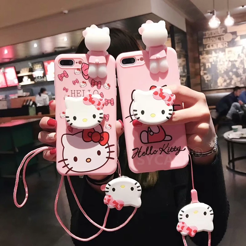 SYCASE милый мультфильм Розовый Котенок Мягкий чехол для iPhone X Xs Xr XsMax 6 6s плюс 7 8 Чехол