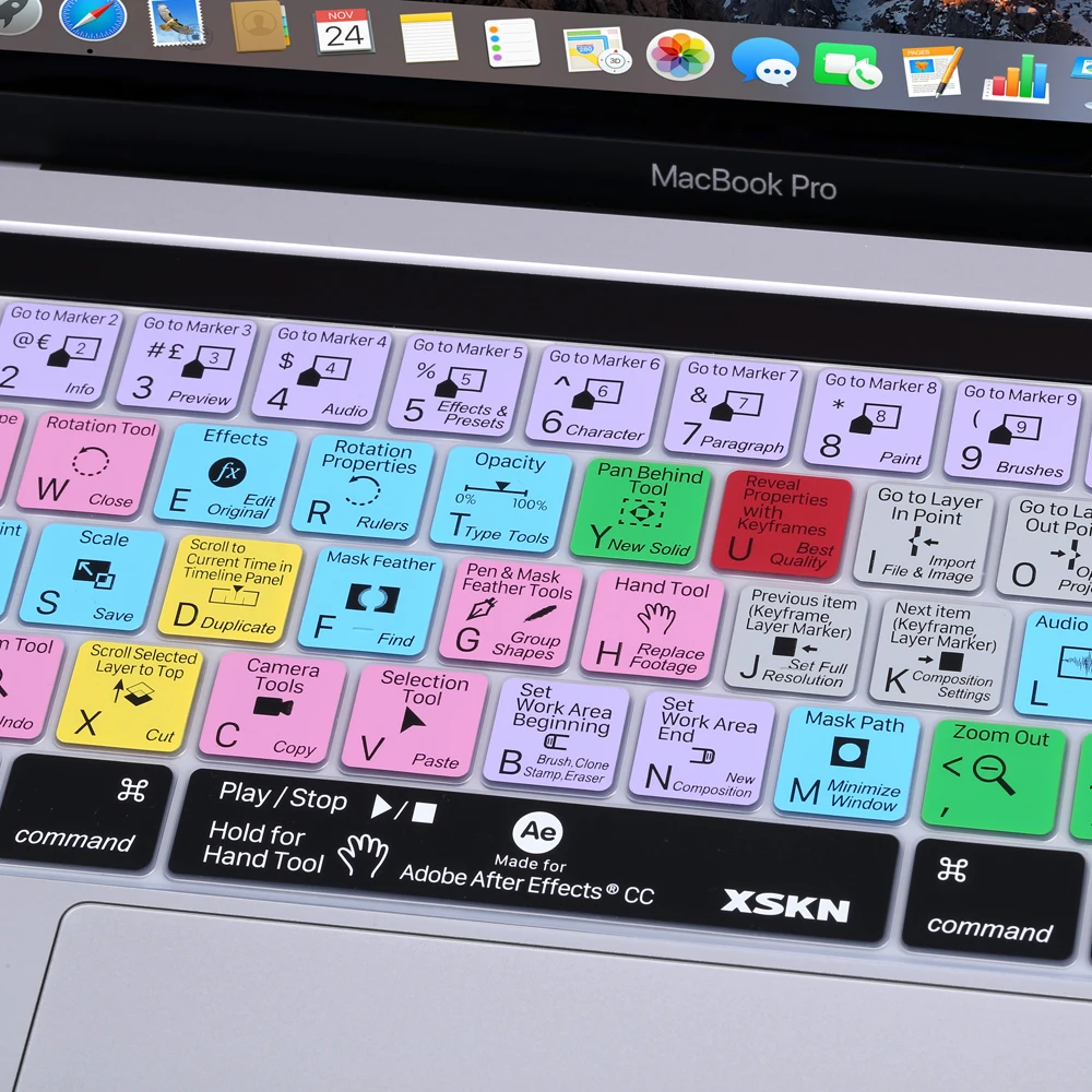 Чехол XSKN для клавиатуры с эффектами Adobe After Macbook 13 15 A1706 A1707 (выпуск 2016 Touch ID)