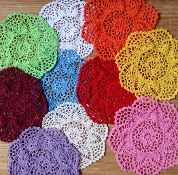 Круглая винтажная хлопковая подставка ручной работы 20 см|Коврики и подложки| |