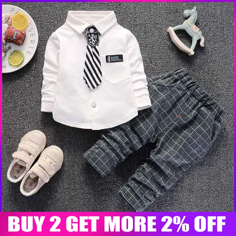 BibiCola Baby Boy Clothing Sets Fashion Spring Long Sleeve Formal Gentleman Set 2pcs For Outfit Children Suit |