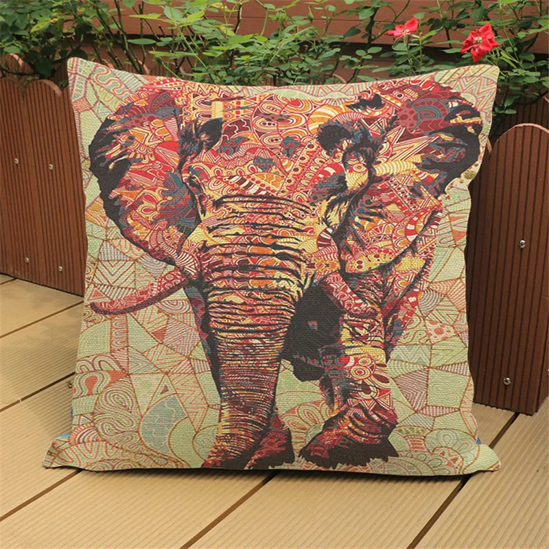 Love animals elephant leo colorful painting Pillow case Cushion Cover sofa hotel club coffee shop chair home Decorations gift | Дом и сад