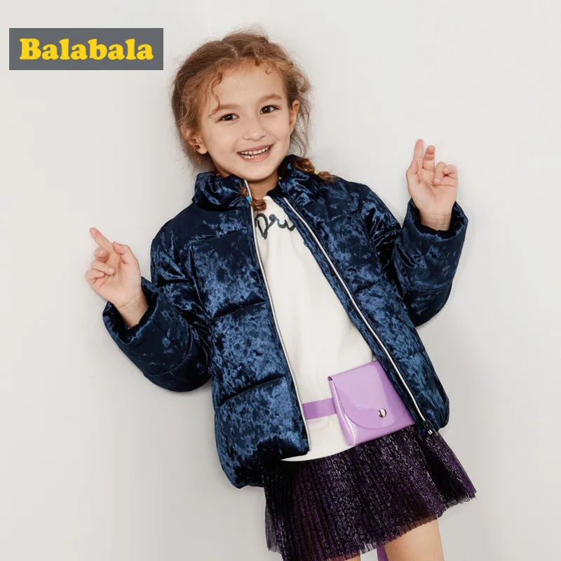 Бархатный пуховик для маленьких девочек Balabala куртка с подкладкой из
