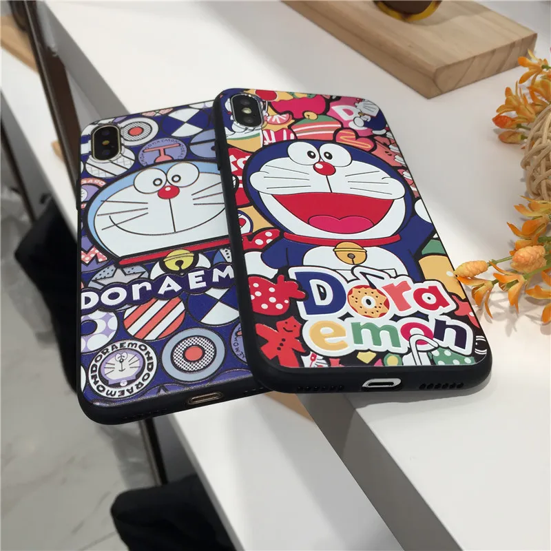 Новый стиль Симпатичные блинтования Doraemon IMD красный синий мягкая оболочка чехол