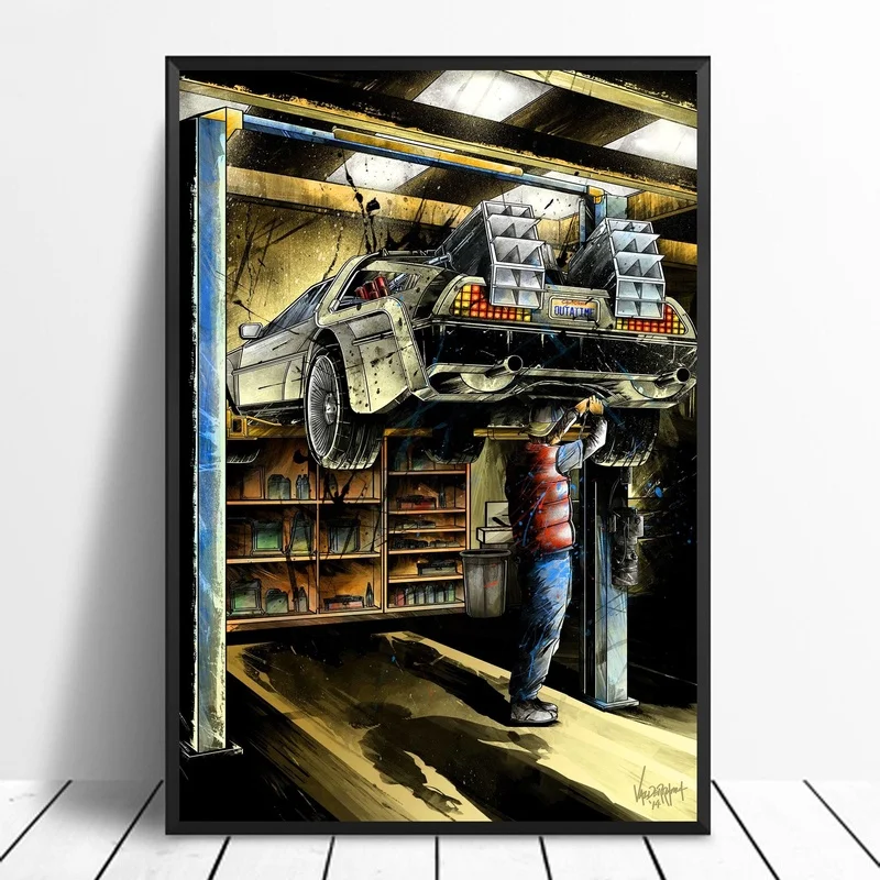 Back To The Future автомобиля DeLorean DMC-12 постер фильма домашний Декор стены искусства Cnavas
