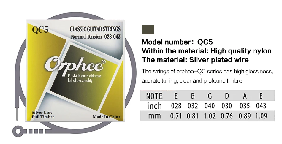 Orphee QC-5/QC-9 Классические гитарные струны высокого качества нейлон посеребренный(028-043) дюймов несколько вариантов