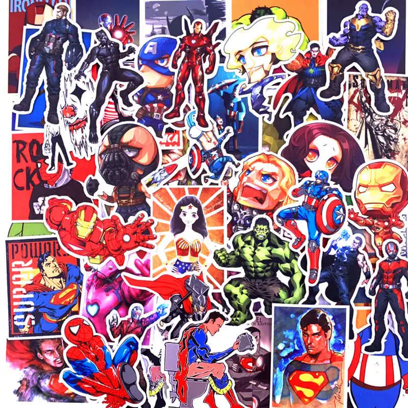 YX-50PCS Все Мстители Человек-паук наклейка s Marvel супер наклейки герои для ноутбука холодильник pegatinas велосипед Телефон гитара мультфильм наклейка - Цвет: YX-50PCS