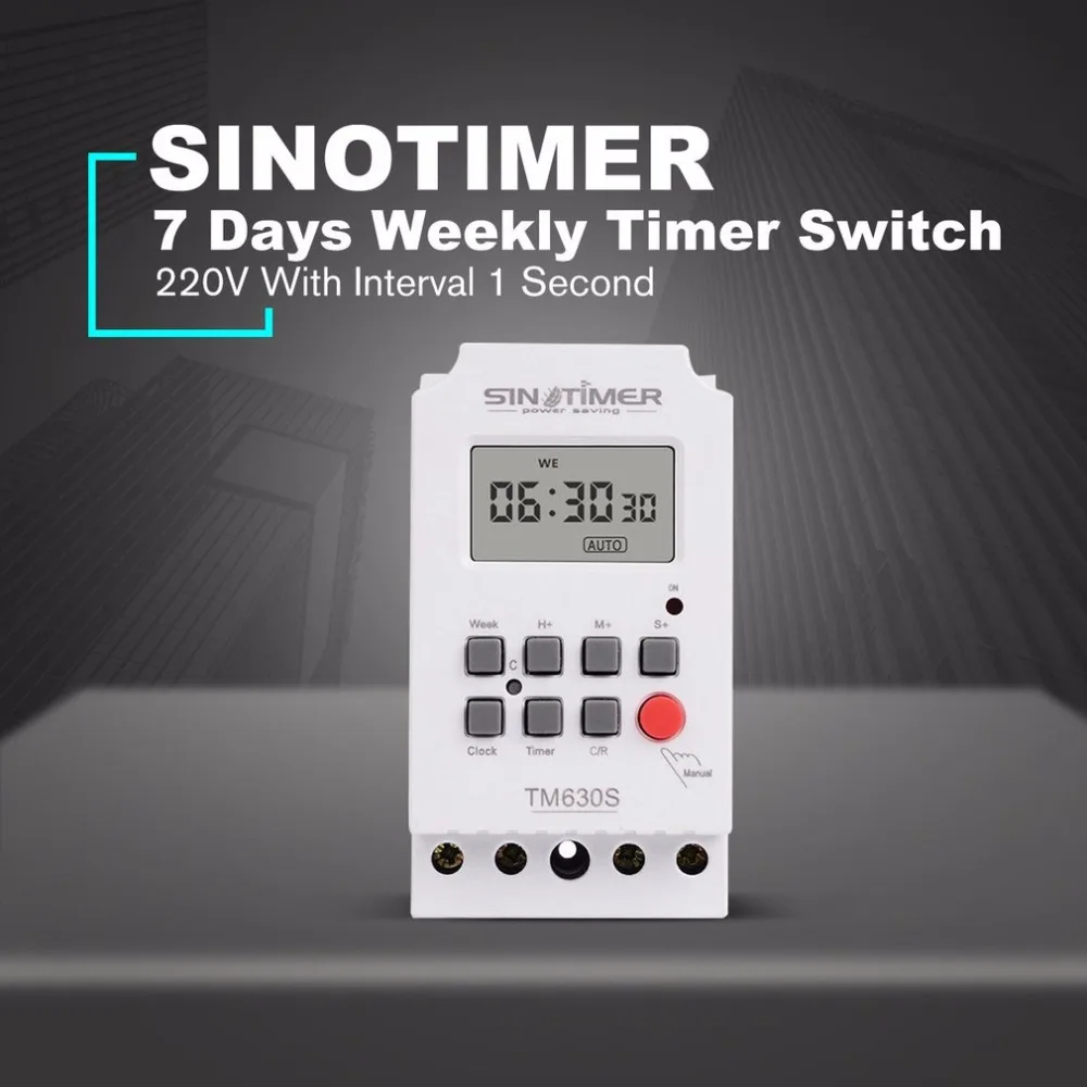 Цифровой программируемый таймер SINOTIMER TM630S-2 с интервалом 7 дней на неделю
