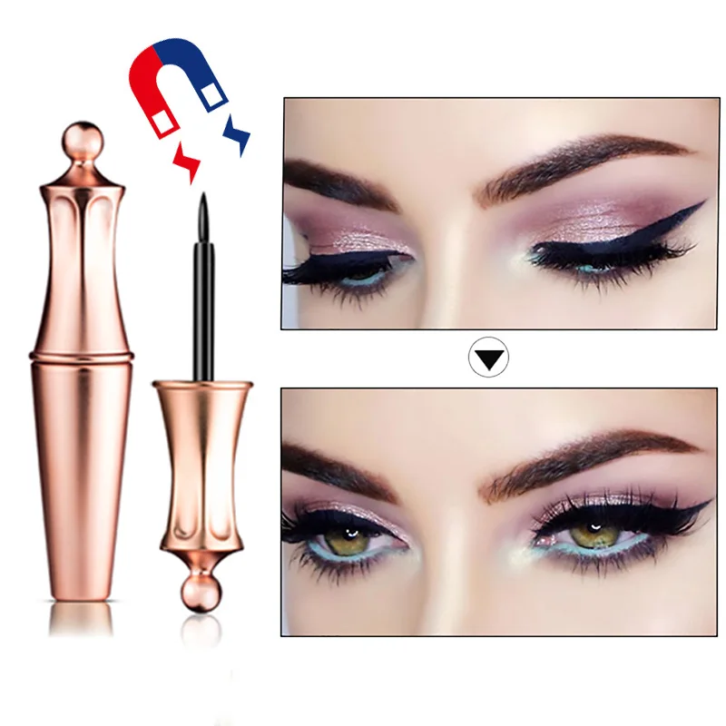 Магнитная жидкая подводка для глаз водонепроницаемая гладкая розовое золото
