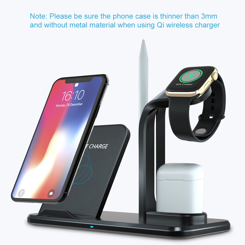 Беспроводное зарядное устройство Qi 3 в 1 подставка для Apple Watch Series 5 4 2 Iphone 11 Pro Max XS MAX