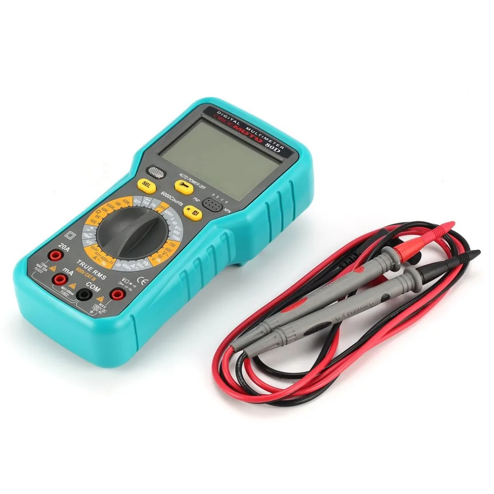 80D 6000 Counts Digital Multimeter True RMS AC/DC Volt Amp Ohm Capacitance Diode Continuity Tester Meter Flashlight | Инструменты
