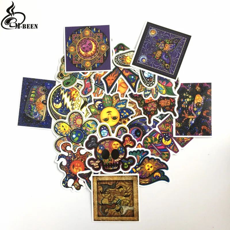 25 шт./лот Красочные Солнце Луна желания мир мира наклейки grateful dead чемодан ноутбук