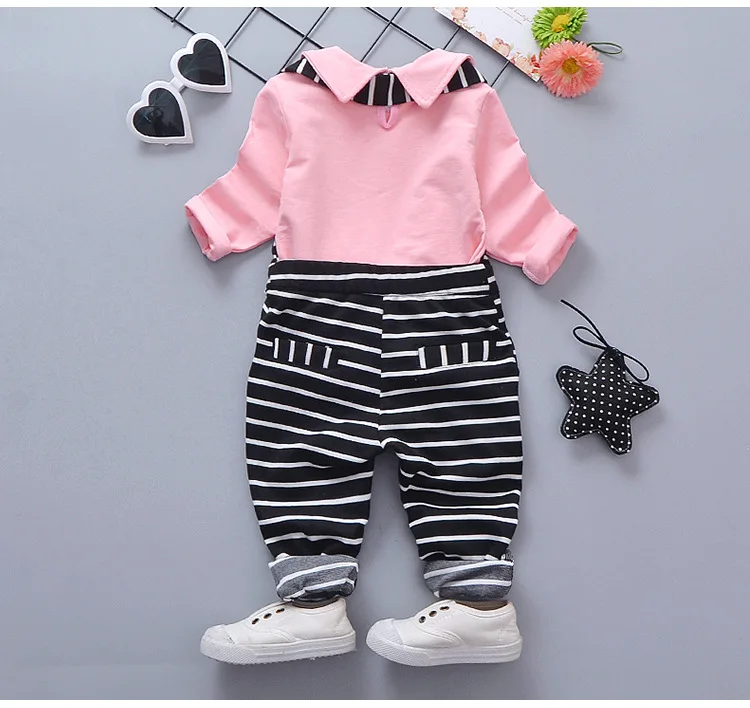 BibiCola/весенне-осенний комплект детской одежды для девочек новый модный топ с