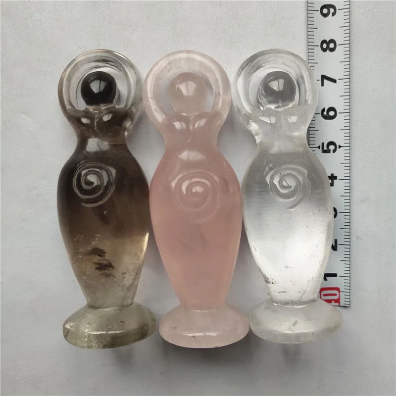 Оптовая продажа Натуральная роза кварц резьба ваза богиня как украшение дома |