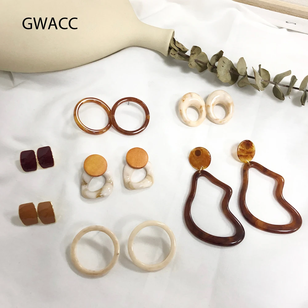 GWACC корейский дизайн Геометрические большие полые круглые Висячие серьги для