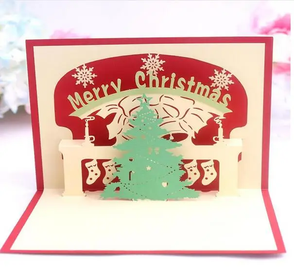 Рождественская креативная трехмерная открытка 3D Бумажная резная на заказ