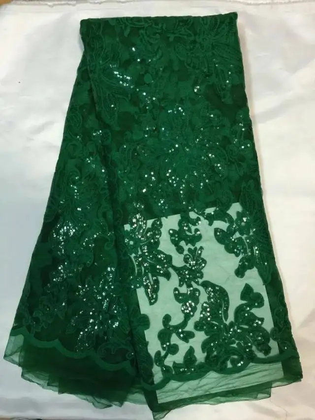 Новое прибытие Темно Зеленый Тюль органза кружева с пайетками французский