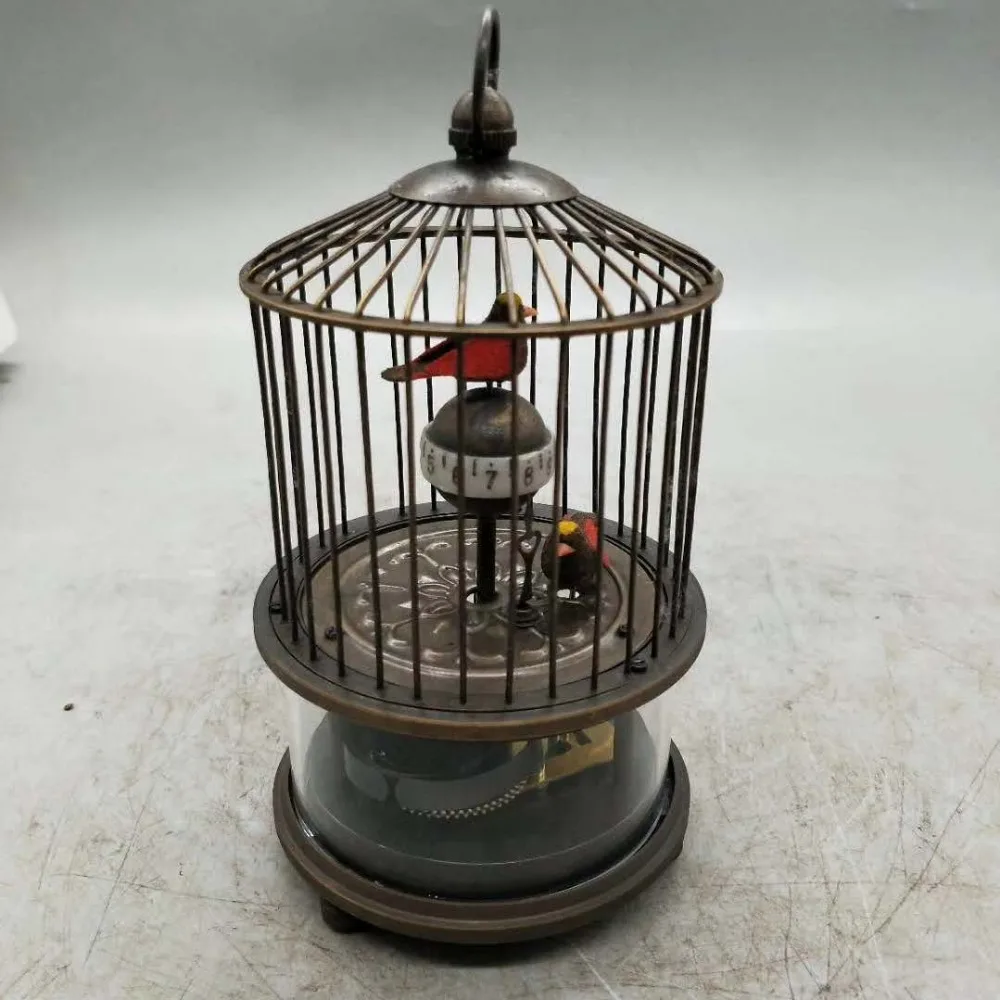 Состаренная старинная китайская медная статуя с двумя птицами ручной работы